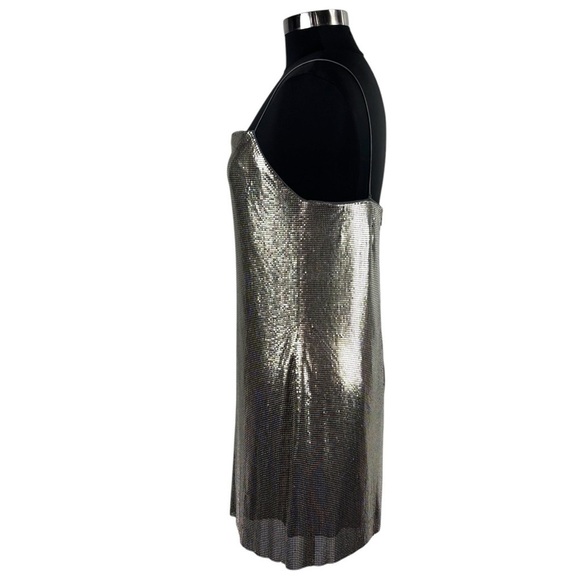 ALICE AND OLIVIA HARMONY ANTIQUE SILVER CHAINMAIL ALUMINUM TANK MINI PARTY DRESS - Picture 6 of 17
